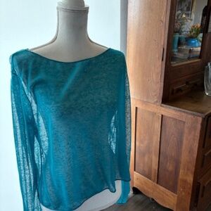 Beautiful turquoise sheer top by James Perse NWT